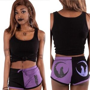Too Fast - The Moon Cat - Purple Two-Tone Hot Shorts (NWT) Small